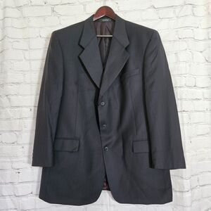 Andrew Fezza Mens 46L Super 100s Wool Black Sport Coat Blazer Jacket Long Fit